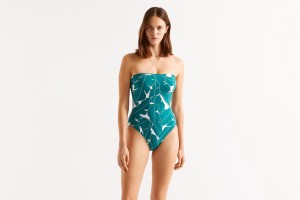 Eres Alligator Bustier Imprime Bananiers Jungle One piece Dame Grøn | 53982NIVH