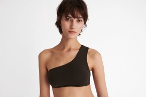 Eres Symbole One-shoulder Crop Top Bikini Top Dame Olivengrøn | 20876CEBT