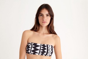 Eres Terre Bandeau Bikini Top Dame Sort Hvide | 30476JLOV