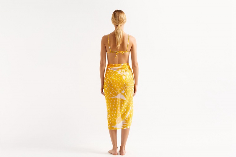 Eres Daniela Ananas Imprime Ananas Sarong Dame Gul | 46129WPQC