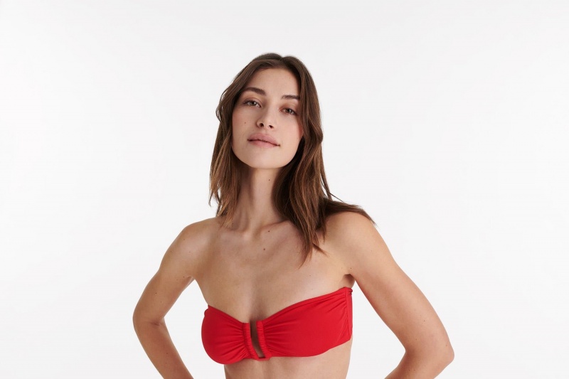 Eres Show Bandeau Logo Bikini Top Dame Rød | 28570UCHY