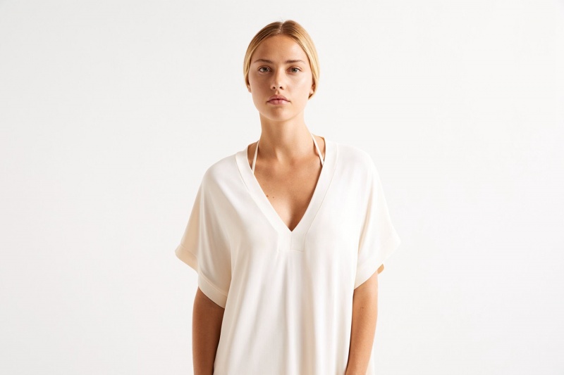 Eres Tali Kort-tunic Percale Sarong Dame Hvide | 06912RDCK